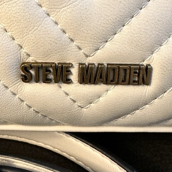 Steve Madden Mini Satchel Bag White Quilted Bow Top Handle Crossbody Purse Hand - Picture 4 of 13